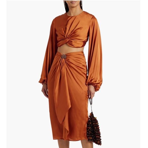 ANDREA IYAMAH • Cropped twisted satin top • Size S • Like New (worn once) - Picture 2 of 3